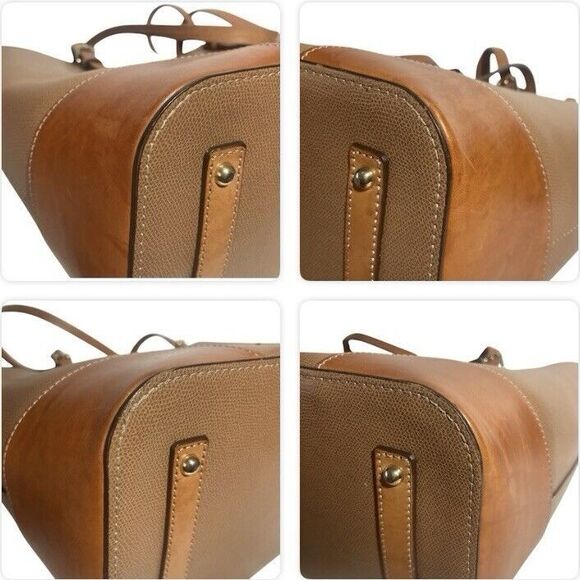 Dooney & Bourke Handbag Shoulder Bag Tote Large Tan Brown Leather Pebble Finish - Picture 16 of 16